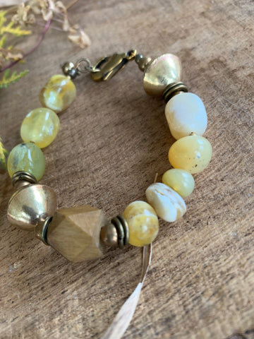 Organic plant dyed wood meets yellow opals